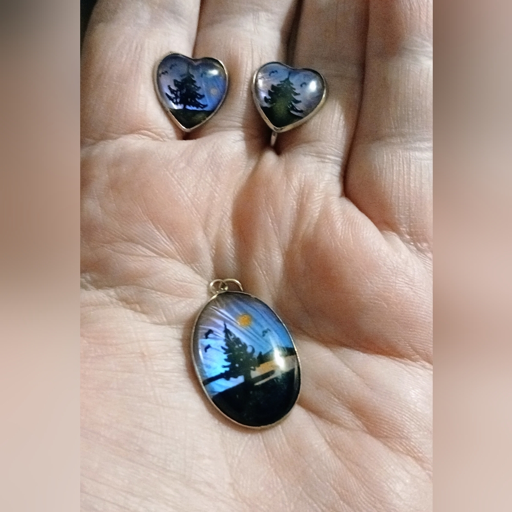 Vintage HOFFMAN Sterling 3 Piece Butterfly Wing Jewelry